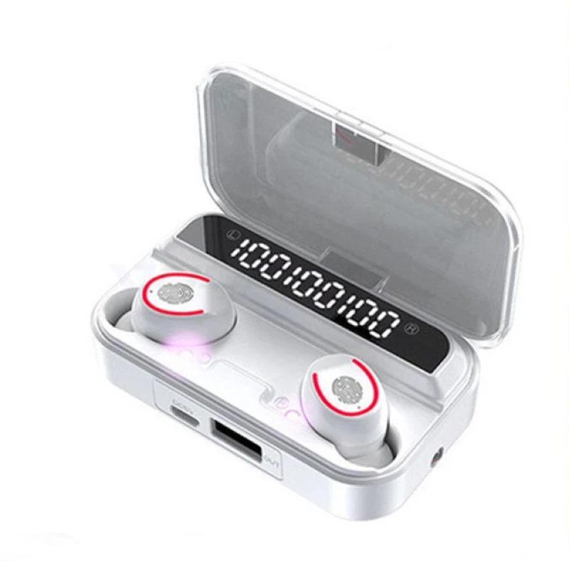 

F9-3 Purple Light Sterilization Bluetooh Ear buds bulk Tws Stereo Earphone Wireless Tv Headphones, White black pink