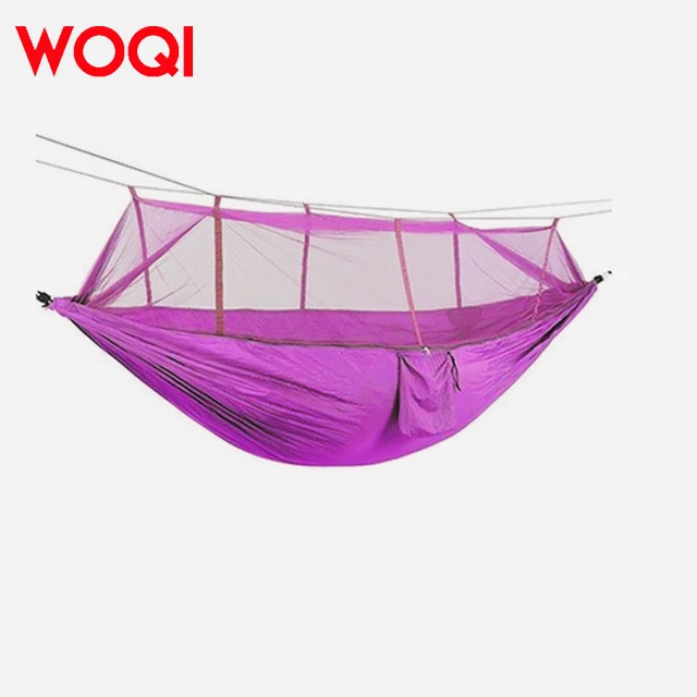 WOQI Hot Selling Factory Wholesale Customized Double Single Travel Camping Mosquito Net Hammock Light Outdoor Hammock