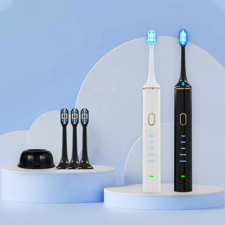 

2021 GlorySmile Dental Care Professional Teeth Whitening Toothbrush Blue Led Electric Toothbrush private label, Black