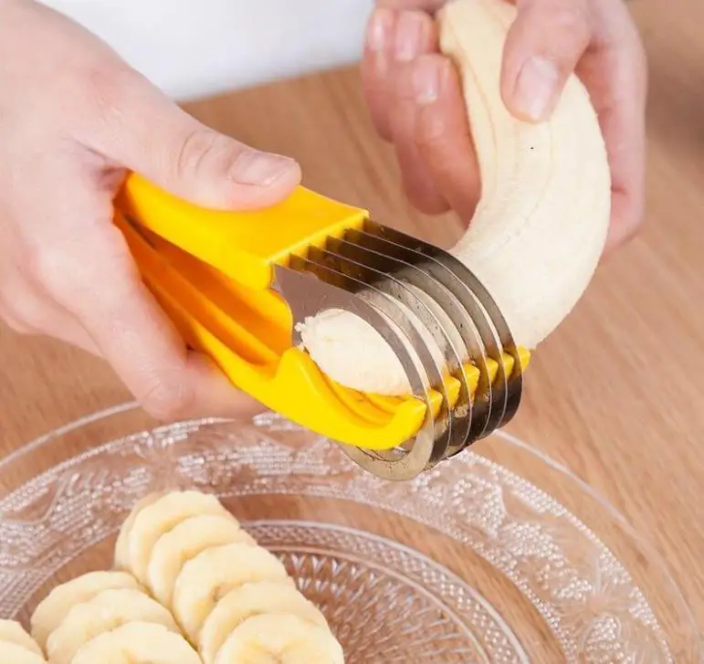 

Kitchen tools Stainless steel blade banana cutting artifact Banana slicer Cucumber ham are available