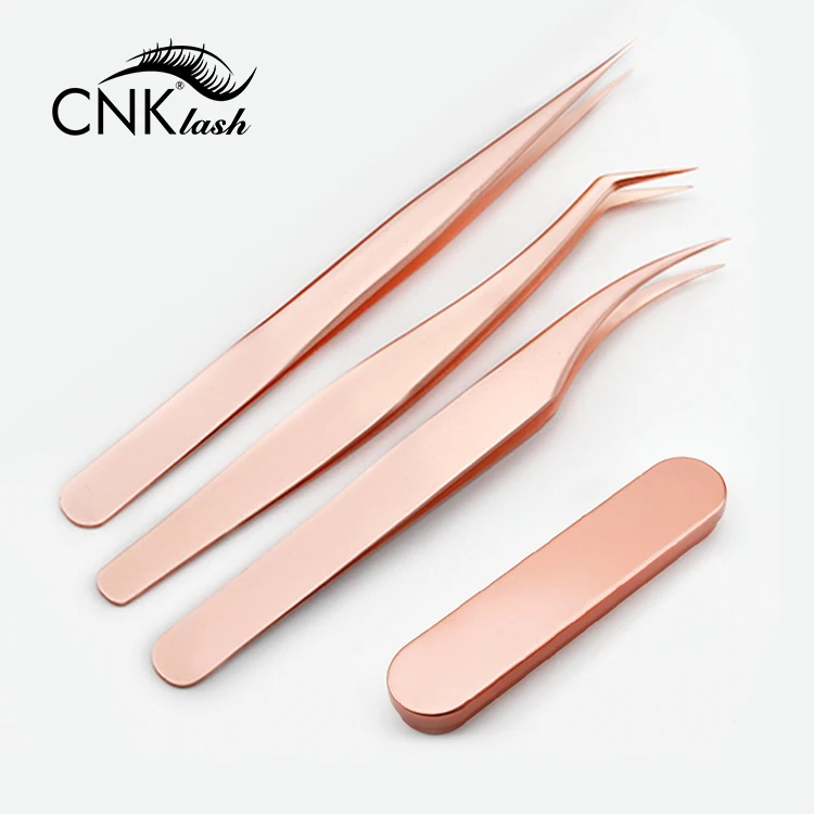 

Good Finishing Rose Gold Lash Tweezer Set Eyelash Extension Rose Gold Tweezers