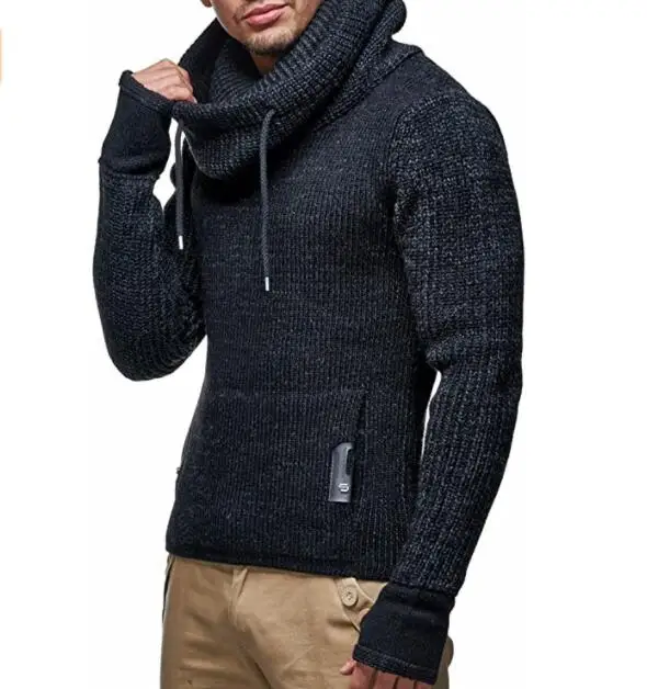 

Moco 2021 Fashion Long Sleeved Slim fit Knitted Pullover Basic Longsleeve Sweatshirt with Shawl Collar for Men