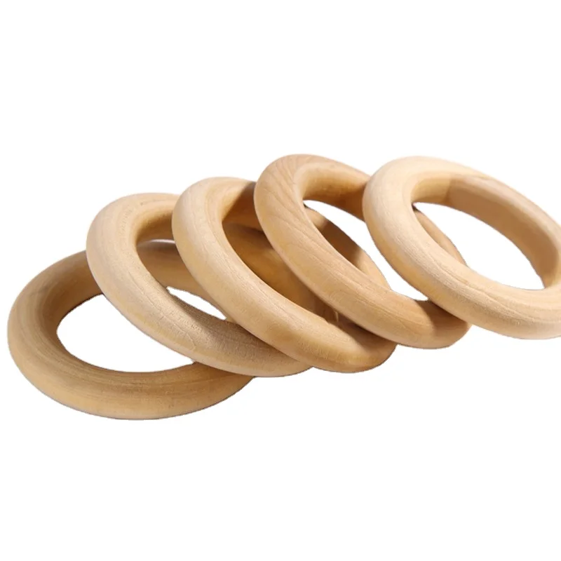 
Custom Private Label 50mm Organic Maple Wooden Ring Hanging Accessories Toys Bayby Teething Play Gym Stroller 