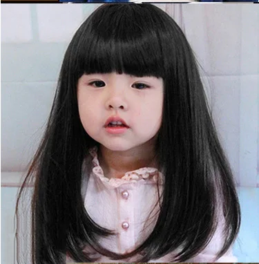 

Children's straight hair princess wig girl long straight hair baby wig girl Korean supernatural child student wig