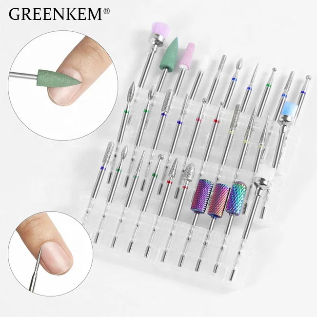 

GREENKEM10Pcs/box Drill Bits Electric Cuticle Clean Rotary For Manicure Pedicure Grinding Head Sander Nail Drill Set, Picture