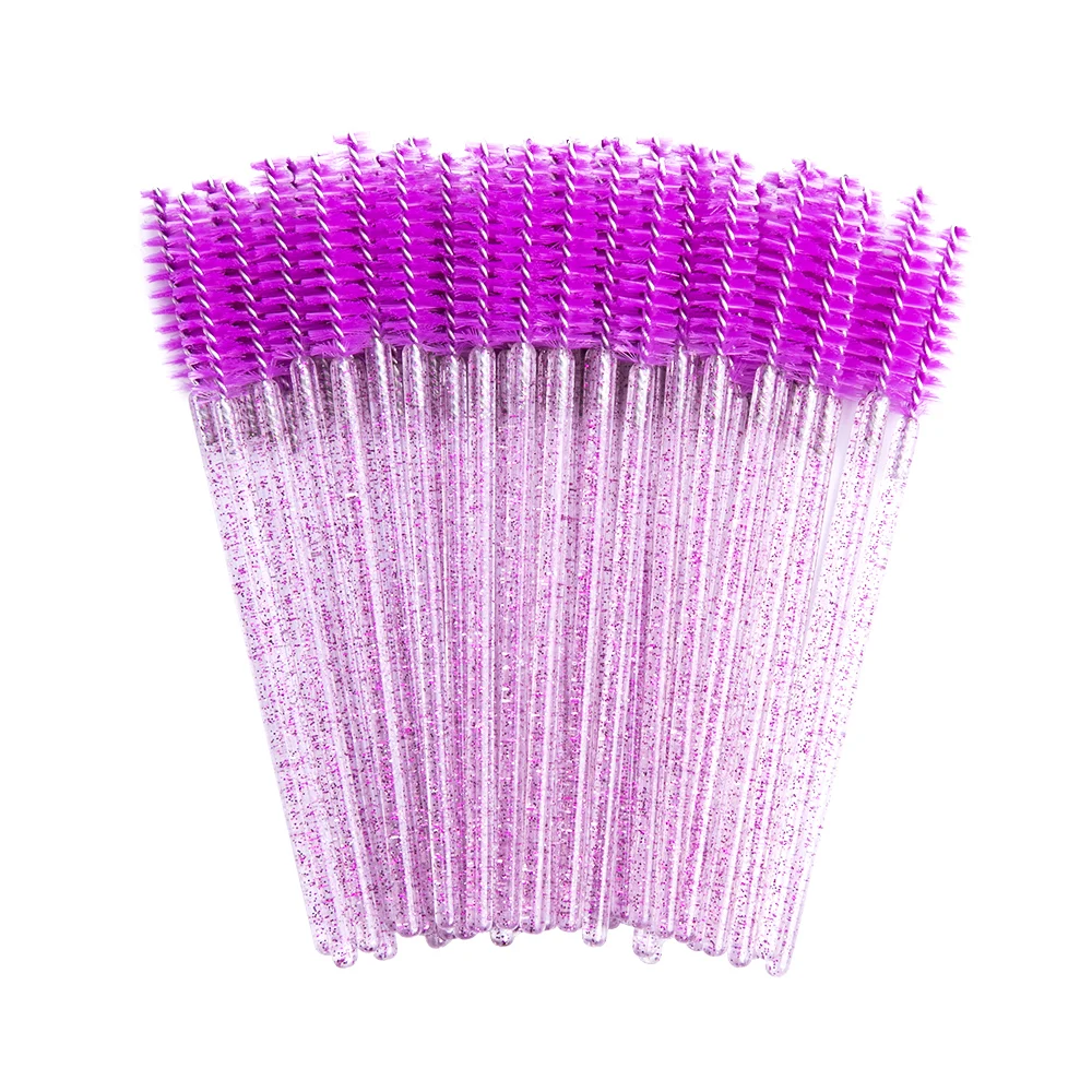 

Brown Pink Nylon Hair Gold Handle Cosmetic Eyelash Mascara Brush Disposable Mascara Wands, Mixed color