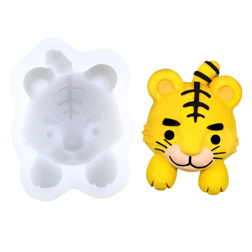 

XGY-348 3D liquid silicone cake mold 3D large tiger shape fondant silicone baking mold handmade soap cake mold