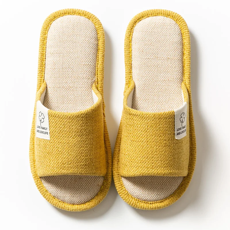 

Spring and Autumn Linen Indoor Home Cotton Slippers Fabric Floor Mopping Couple No-Slip Slippers, 7 colors
