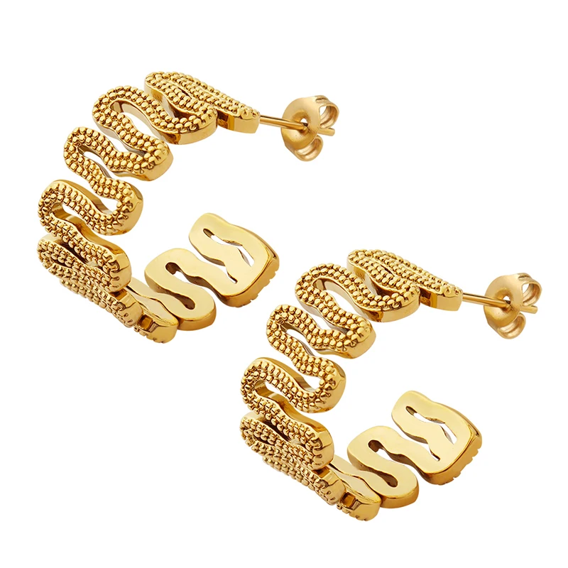 

Fashion Gold Plated Earrings Personality Copper Material Geometric Line C Shape Earrings