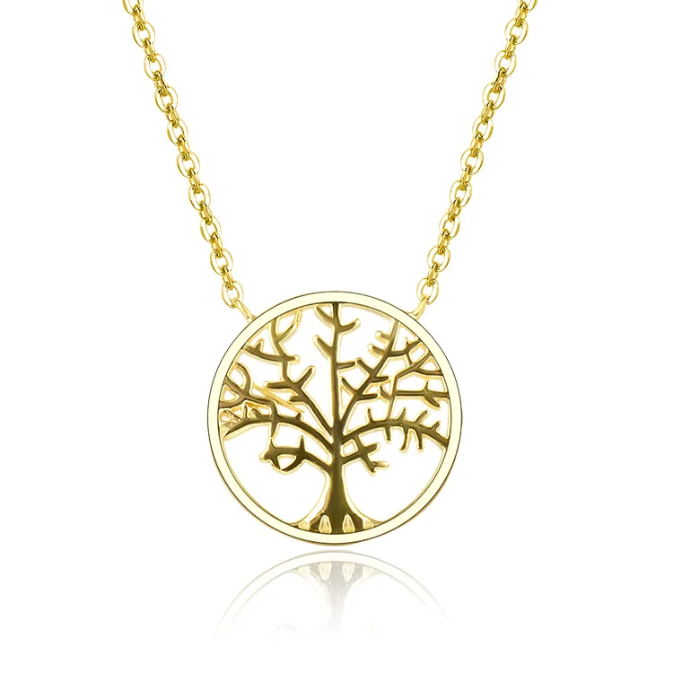 

925 sterling silver gold plated necklace tree of life women necklaces