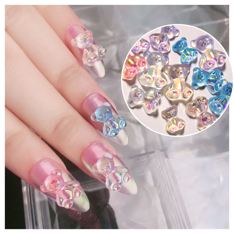 

3D New Nail Decoration Different Size And Colors Gummy Bear Sweet Candy For DIY Manicure, 8colors
