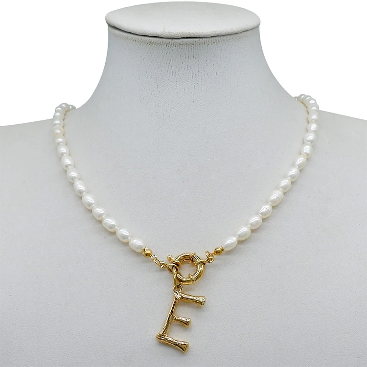 

High Quality natural fresh water freshwater pearl letter initial necklace for women, Picture