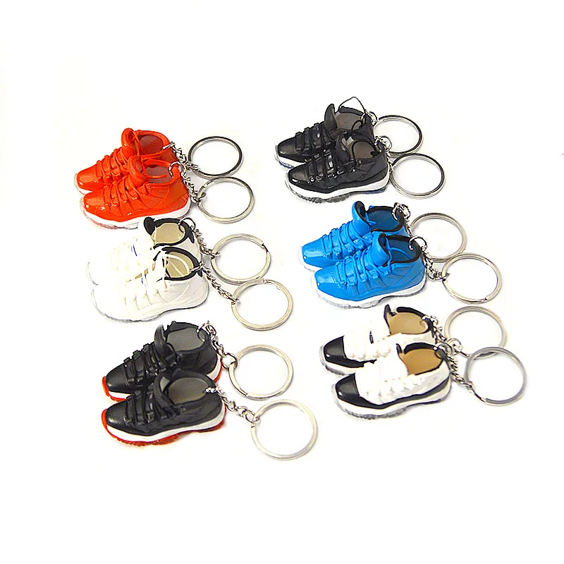 

Dropshipping Free shipping top quality AJ 11 concord space jam bred 3d sneaker basketball shoe keychains, Mixed more than 100 colors