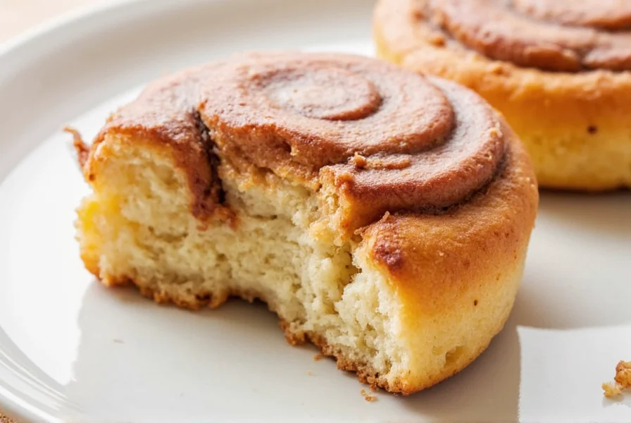 Overhead photo of cinnamon roll ingredients arranged neatly: flour, sugar, cinnamon, butter, milk, yeast, eggs in labeled containers
