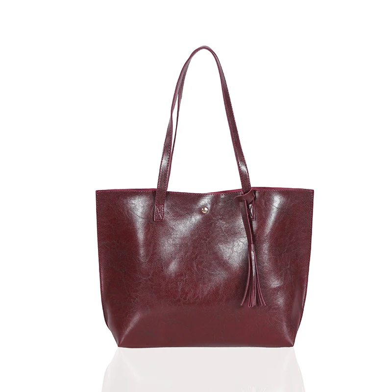 

Solid Button Carrying Handbag Wholesale Button Vegan Leather Tote Bag For Women, As pics show