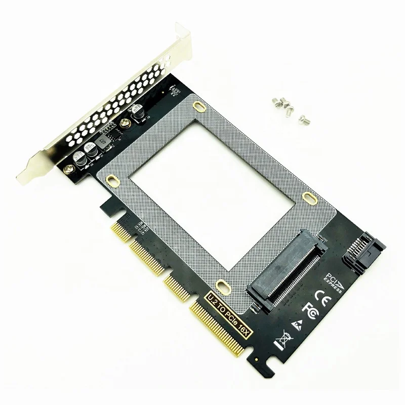 

PCI-E Riser 3.0 4X X16 to U.2 SFF-8639 Adapter NVMe PCIe SSD PCI-e to U2 Card M.2 NGFF 2.5' SSD to PCI-E X16, Black