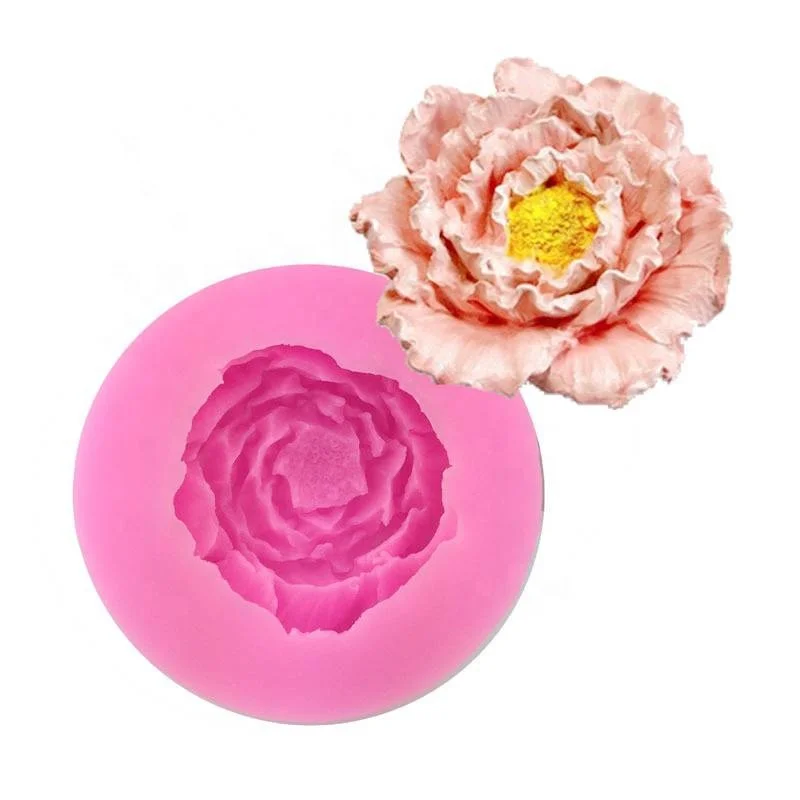 

New 3D Silicone Candle Molds Peony Flower Clay Soap Mold Fondant Chocolate Cake Baking Moulds Cake Decorating Tools, As shown