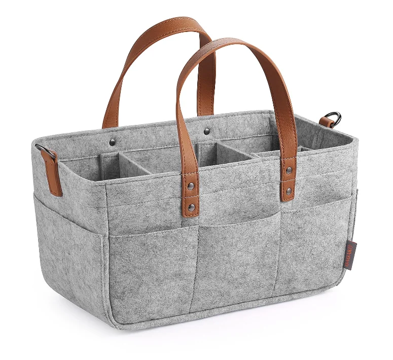 Oem Eco Friendly Felt Tote Handle Bag Travel Diaper Caddy Organizer