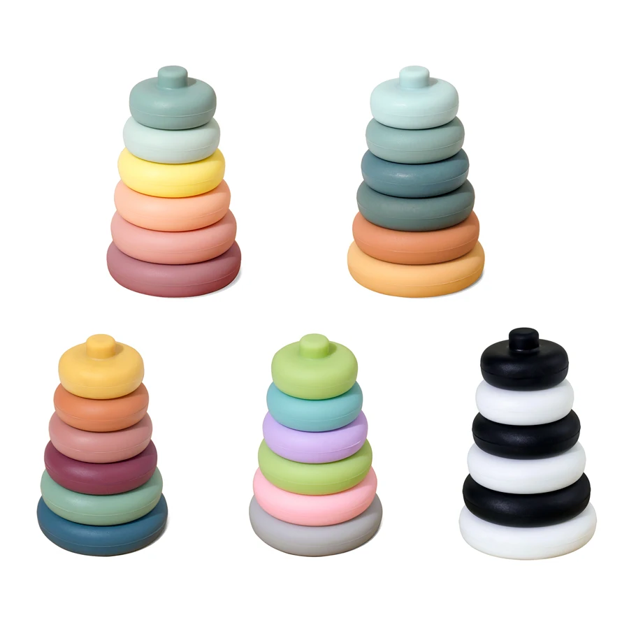 

TONGTU High Quality Food Grade Soft Toddler Early Educational Infant Games Curling Shape Baby Silicone Stacker Toy