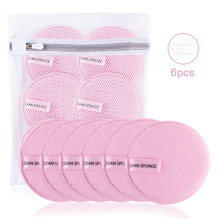 

6pcs / Set Pink & White Microfiber Short Hair Make Up Remover Pads