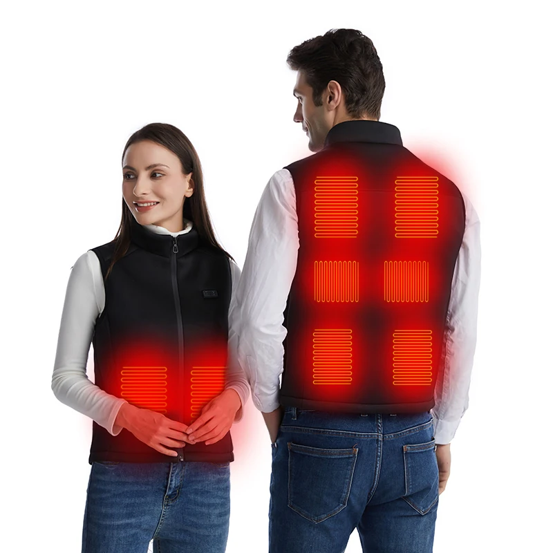 

High Quality Outdoor Warming Clothing Vest Winter USB Charging 8 Areas Smart Graphene Heating Coat Men's Vests, Black