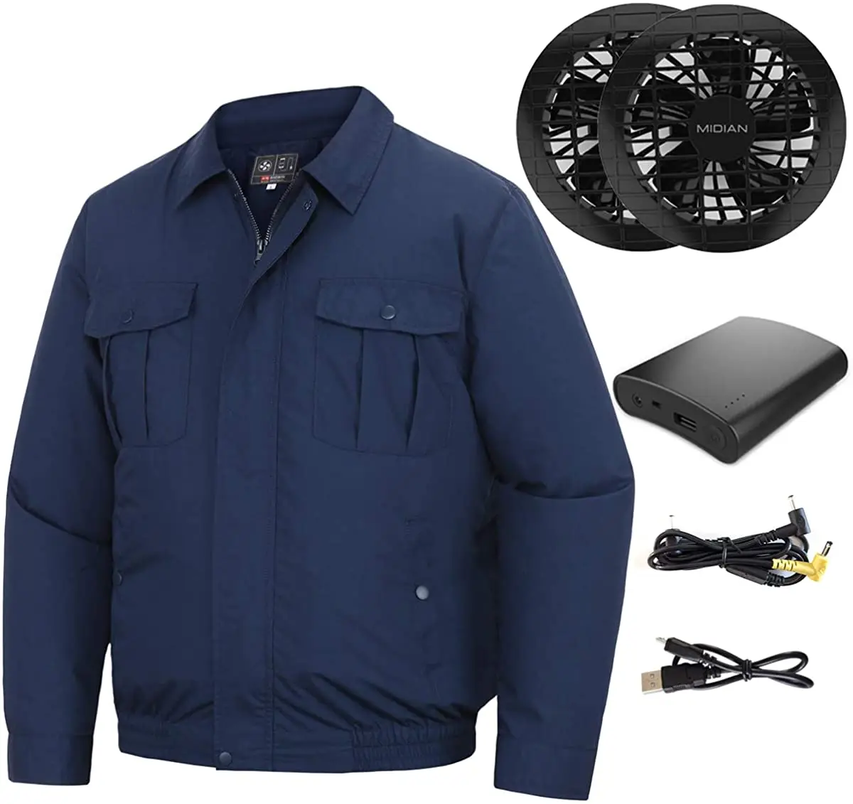 

MIDIAN Air-Conditioned Clothes Outdoor Workwear High Temperature Work Cooling Jacket Fan Jacket With 7.4V to 12V Power Bank