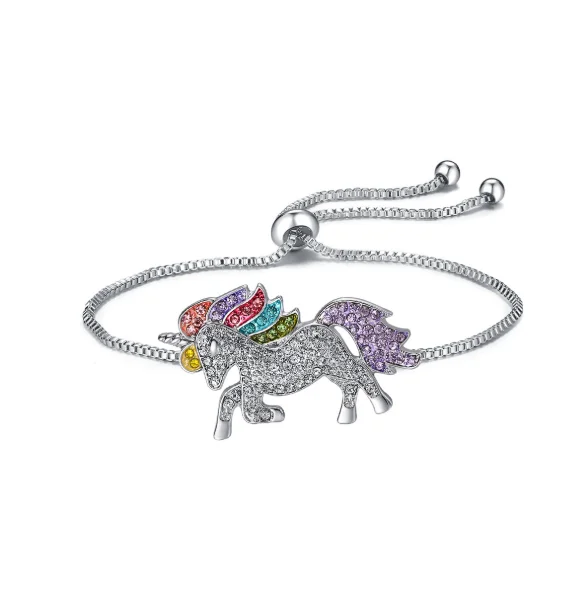 

Hot silver gold 2 colors adjustable kids charm bracelets unicorn bracelet