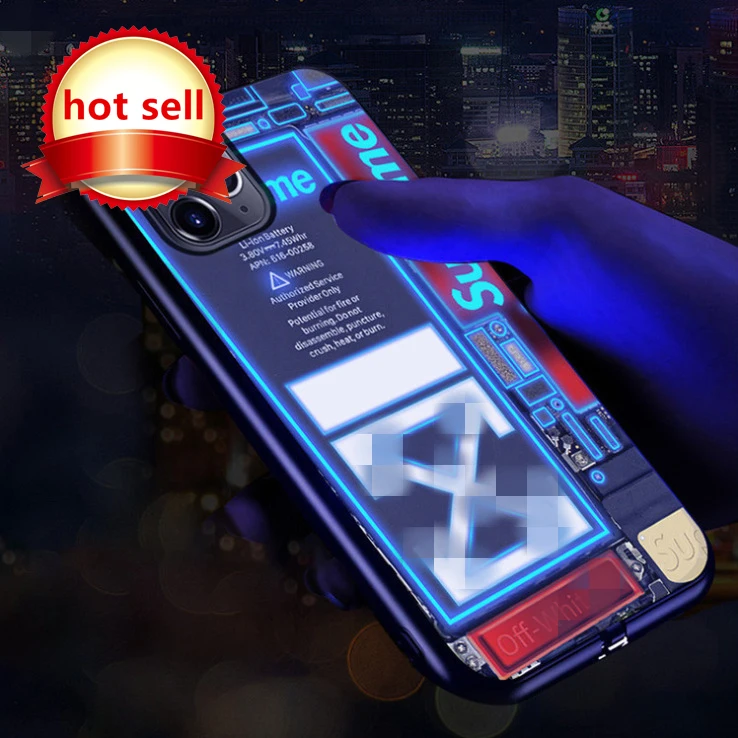 

OEM To Figure Custom Logo Led Phone Case Call Flashing Light Up Glass Cell Phone Cases For Apple Iphone 13 pro Protection Cover