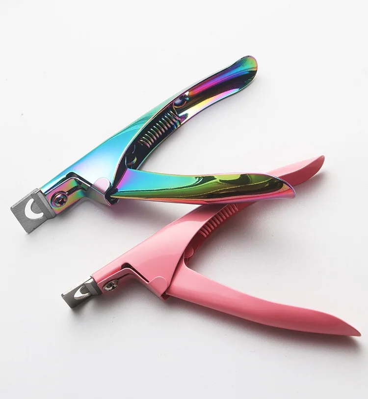 

False Acrylic Nail Tip U Shape French Edge Clipper Cutter Trimmer, Pink