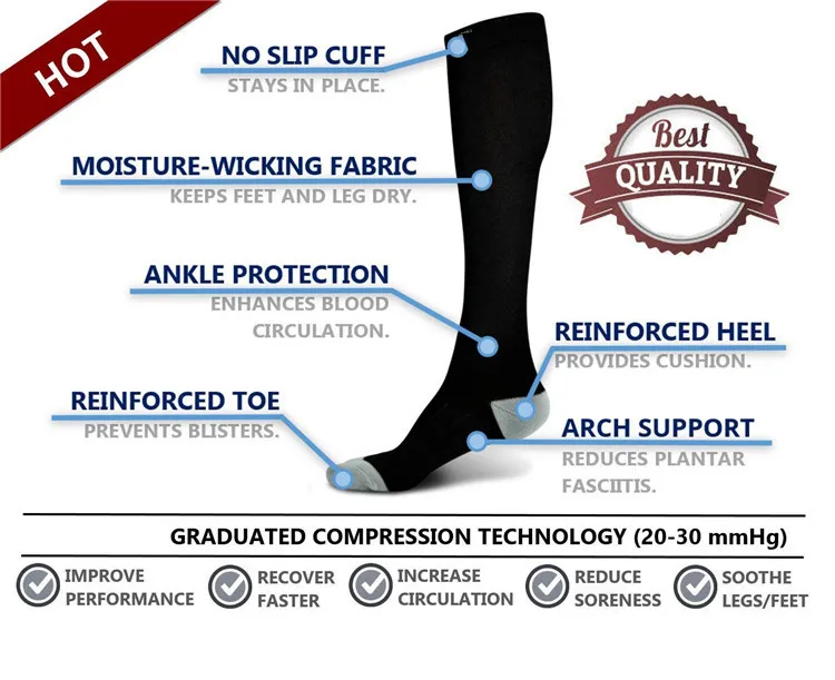 medical equipment Compression Socks for (20-30mmHg) for Men & Women