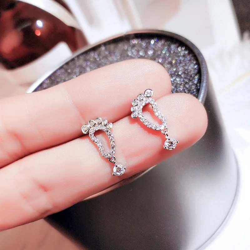 

Fashion Jewelry KYED0448 Platinum Plated 3A Zircon Stud Earrings for Women, Silver