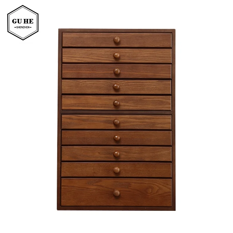 

Ten-tier vintage jewelry box Solid wood cosmetic case The large capacity Collect a variety of jewelry Jewelry box, Brown