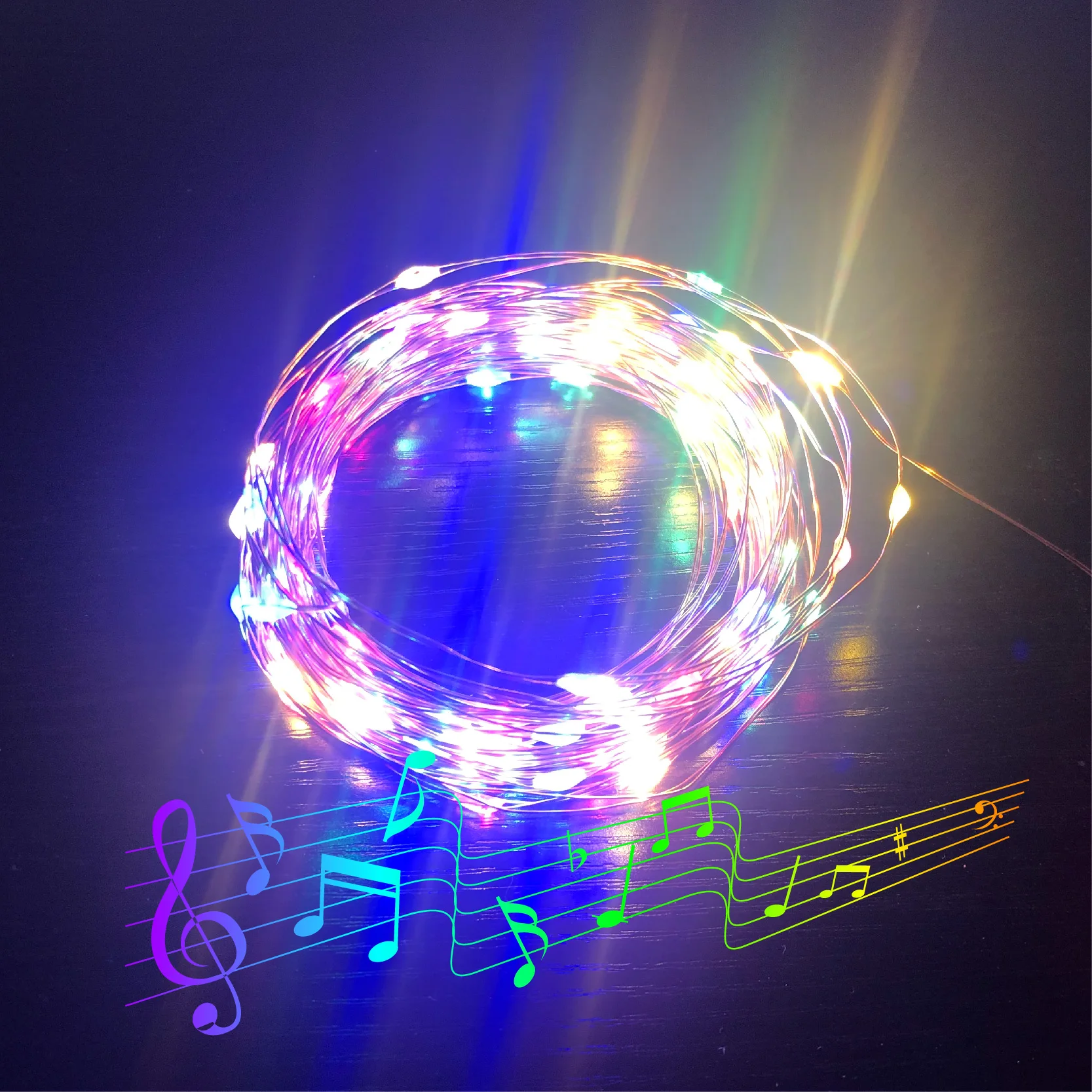 Music Dancing LED String Lights USB Copper Wire Rice Lights Sound Activated Music String Light