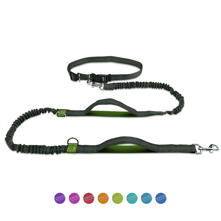 

Amazon Adjustable Reflective Bungee Rope Hands Free Double Handle Running Belt Pet Dog Jogging Lead Leash