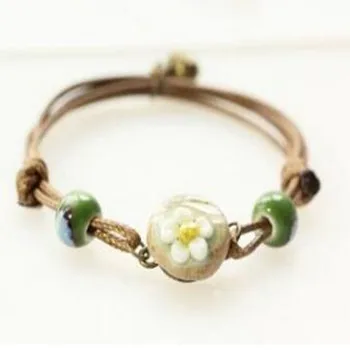 

Summer Bohemia Handmade Bracelet Fashion Delicate Bracelets Hand Woven Flower Ceramic Beads Bracelet Pulseiras