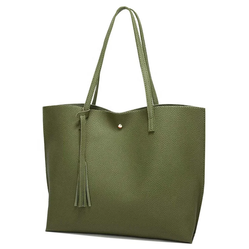 

Women's Soft Faux Leather Tote Shoulder Bag Big Capacity Tassel Handbag for Lady, Accept custom made