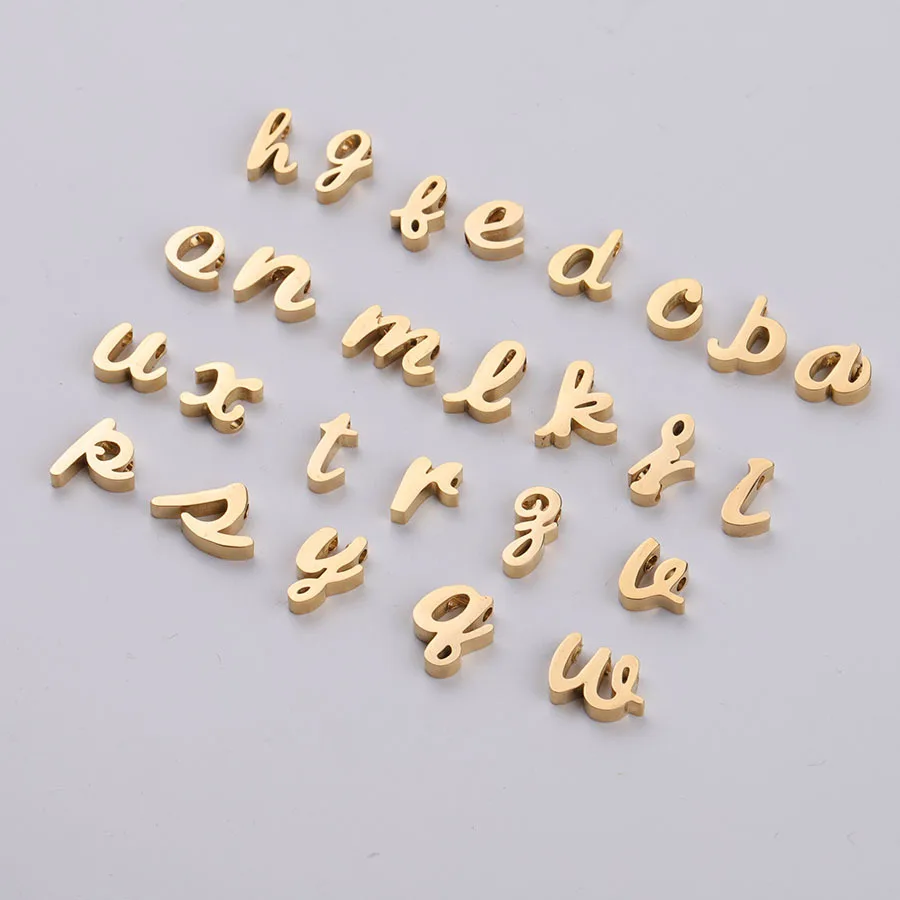 

New arrival Small Hole Stainless Steel Beads A-Z 26 Letters Initial Bead For DIY Necklace Bracelets