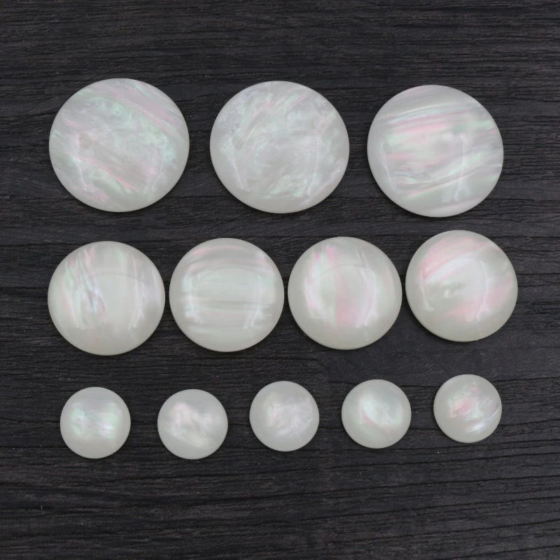 

10-40pcs 12mm 20mm 25mm White Shell Color Flat Back Resin Cabochons Cameo DIY Jewelry Making Accessories