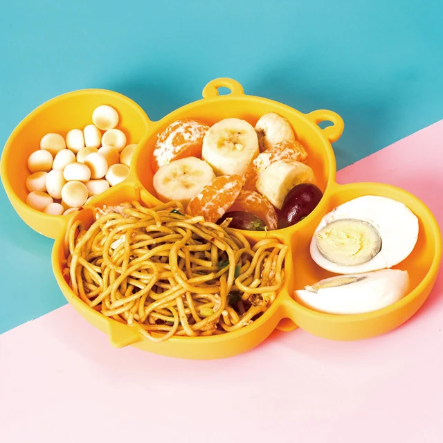 

Divided plate BPA free Silicone Plate Bowls Baby Feeding Tableware Set