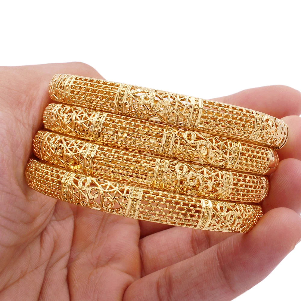 

Ethiopian luxury 24K gold color Bangles for Women wife wedding gifts of charm bracelet Party Bracelet Jewelry ornament Wholesale