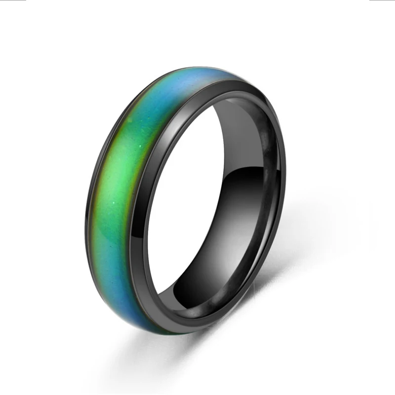 

Changing Color Rings Emotion Mood Rings Thermochromic Stainless Steel Temperature Rings For Women Men, Black