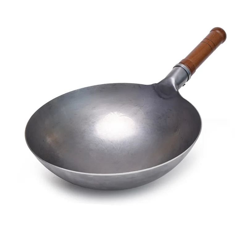 

Hand Hammered Non-coating Carbon Steel Wok Pan, Traditional Chinese Japanese Stir Fry Wok Pan, Wrought iron Wok Pan, Silver