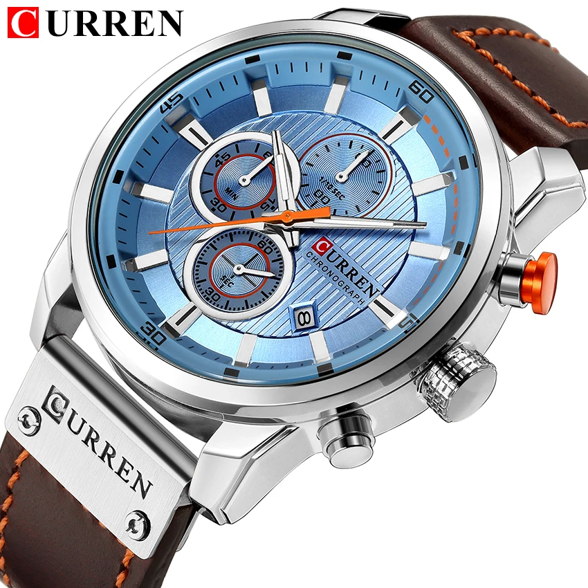 

CURREN 8291 Wholesale Famous Men's Watches Quartz Movement Fashion&Casual Drop Shipping Auto Date Leather Band Watches, As pictures