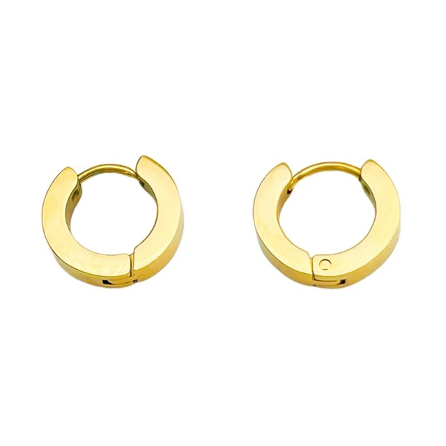 

Custom 14k gold pvd coating titanium jewelry set hoops earrings studs men women small stud earrings, 14k plated gold
