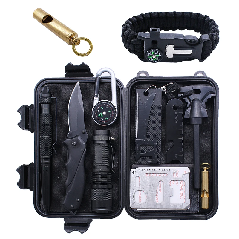 

11 in 1 Professional Tactical Defense Equitment Tool Disaster Survival Kit, Different colors for options