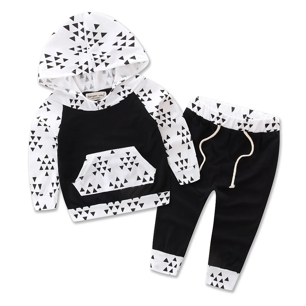 

Wholesale 2020 Spring long sleeve hooded kids clothes pants cotton boy girl new born baby clothing set children two pcs suits, Pure color