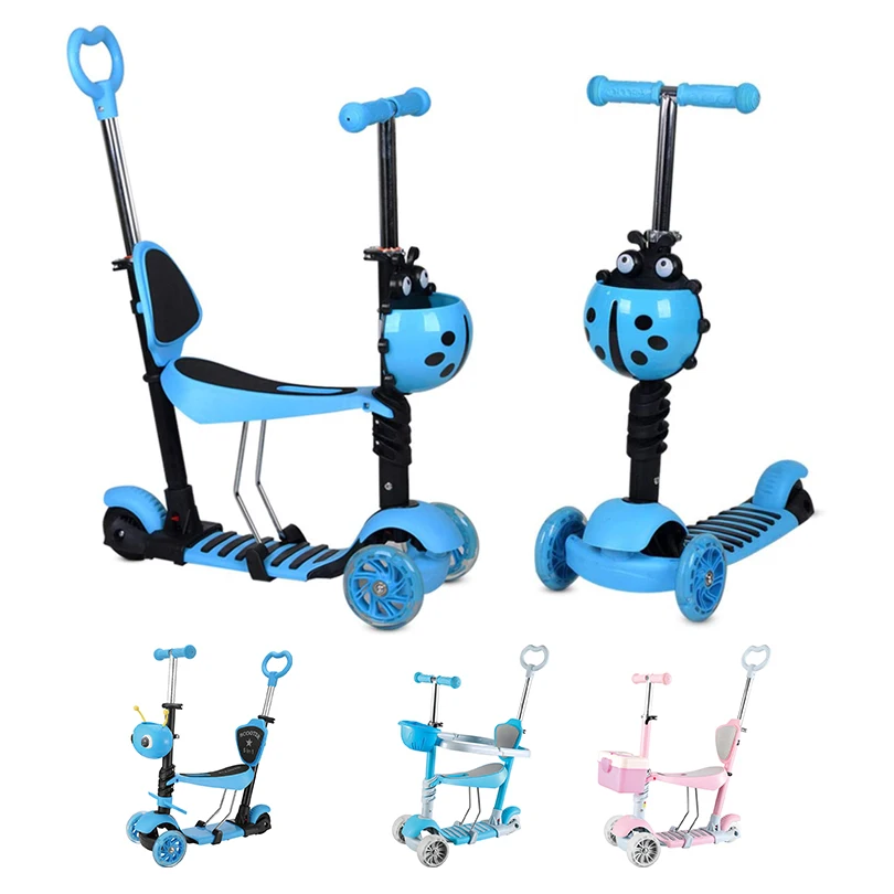 

cheap price 5 en 1 PU 3 wheels kids scooter for wholesale