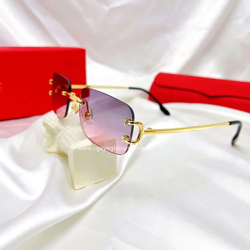 

50708 Square Frameless Cut-Edge Sunglasses Women Fashion INS Style Street Style Sunglasses Personality Small Glasses 2023