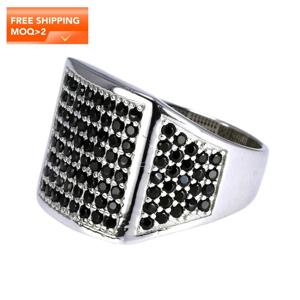 

New Arrival 925 Sterling Silver Mens Ring Luxury Men's Wedding Rings Micro Paved Cubic Zircon Turkey Jewelry Anel Masculino