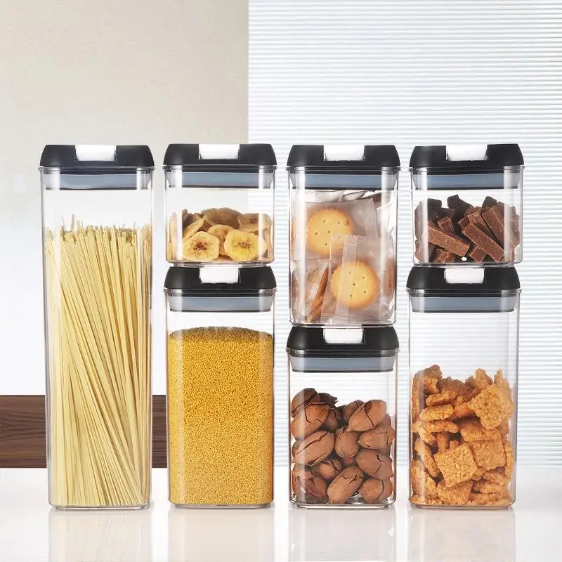 

5 Colors Airtight Lids Plastic Food Storage Container Organizer Sets Dry Foods Storage Box Kitchen Pantry Organization, Accepted customized